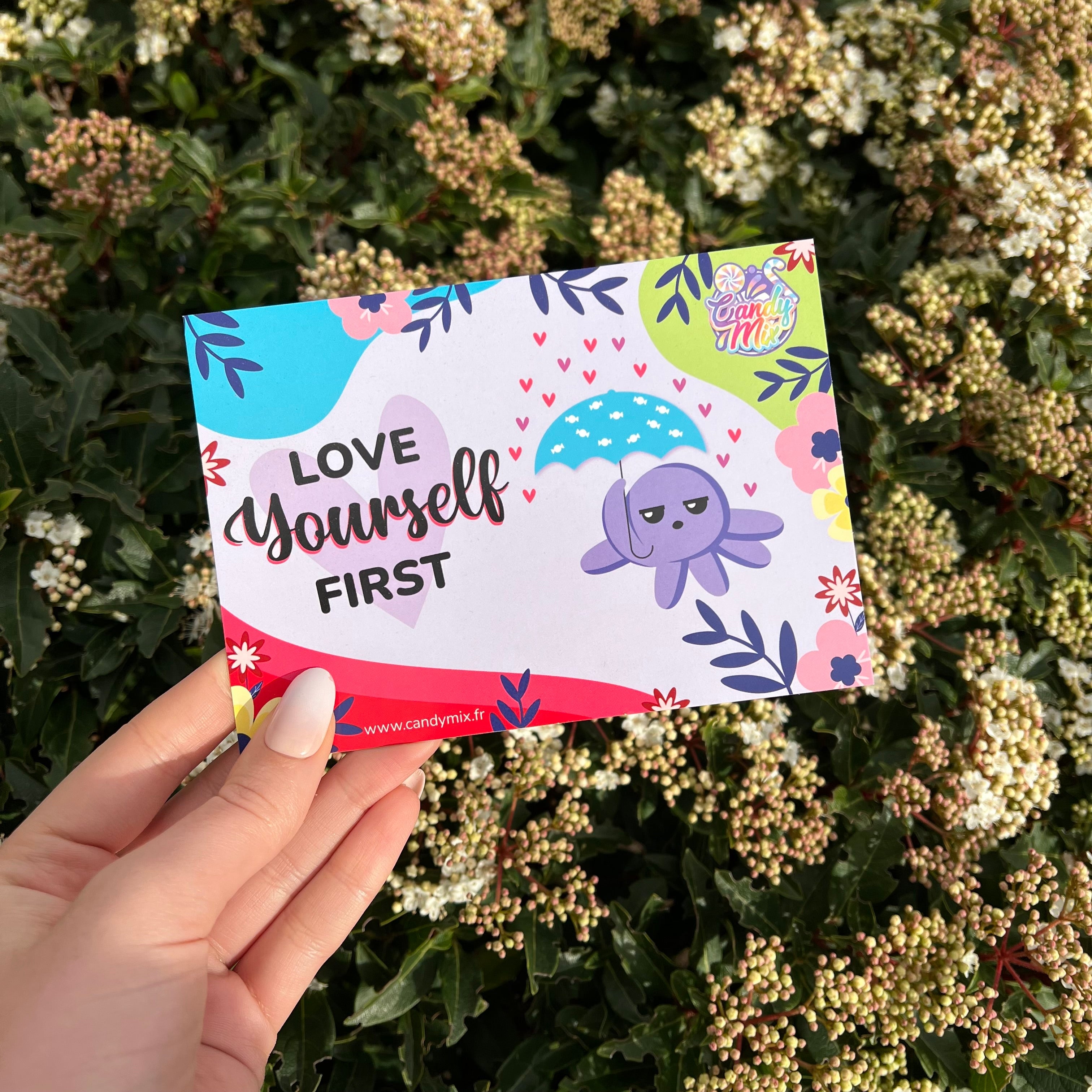 Carte postale de la Sans Valentin - "Love Yourself First"